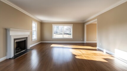 Leinwandbilder - Spacious Indoor Living Room with Natural Light and Wooden Floor : Generative AI