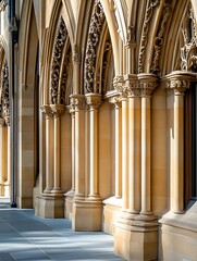 Poster - Architectural Detail of Elegant Columns with Intricate Carvings in Historical Building : Generative AI