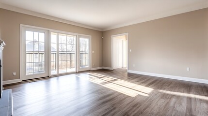 Leinwandbilder - Bright and Airy Empty Room with Large Windows and Natural Light Streaming In : Generative AI
