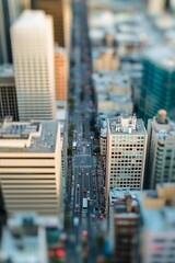 Poster - Stunning Aerial View of a Bustling City Street with Traffic and Skyscrapers : Generative AI