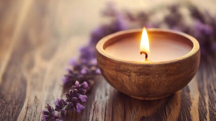 Aufkleber - Relaxing Lavender Candle with Flower Accents for Tranquil Atmosphere : Generative AI