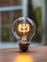 Poster - Vintage Light Bulb Glowing with Warm Light Illuminating a Cozy Atmosphere : Generative AI