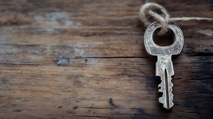 Leinwandbilder - Vintage Key on a Wooden Surface with Rustic Appeal : Generative AI