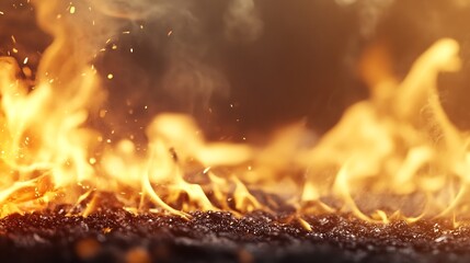 Leinwandbilder - Dynamic and Fiery Flames with Bokeh Effect Creating a Dramatic Background : Generative AI