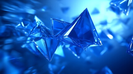 Poster - Blue crystal pyramids, abstract background, technology