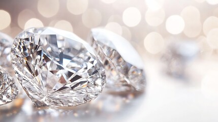 Poster - Brilliant Diamonds Sparkling Beautifully with Soft Bokeh Background : Generative AI