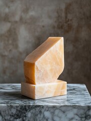 Aufkleber - Elegant Carved Alabaster Sculpture on Marble Table in Minimalist Setting : Generative AI