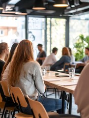 Fototapete - Business Meeting In A Modern Office Space Featuring Attendees Sitting At A Conference Table : Generative AI