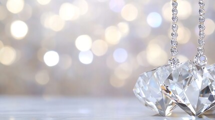Aufkleber - Beautiful sparkling crystal diamonds with blurred golden lights in the background for luxury and elegance themes : Generative AI