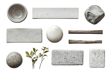 Aufkleber - A collection of various geometric shapes and textures in neutral tones. Perfect for design projects, backgrounds, or artistic compositions.