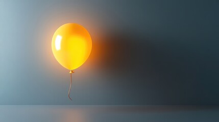 Wall Mural - A single golden letter balloon illuminated by soft sunlight, minimalist copy space concept.