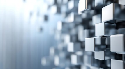 Poster - Abstract Metallic Cubes Create an Intriguing Modern Background Design : Generative AI