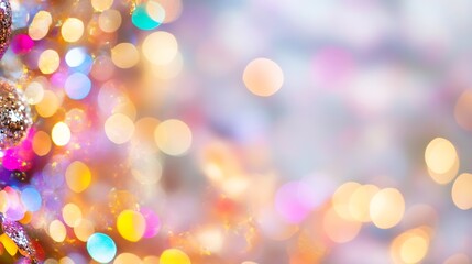 Fototapete - Colorful bokeh background with light reflections and festive atmosphere : Generative AI