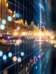 Aufkleber - Dynamic Stock Market Graph with Colorful Data Visualization and Digital Background : Generative AI