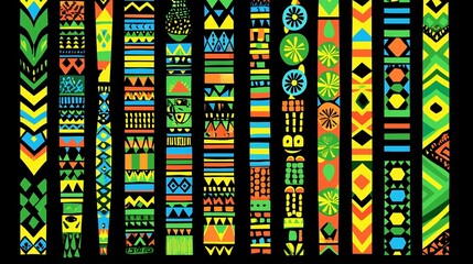 Wall Mural - Colorful African tribal patterns background