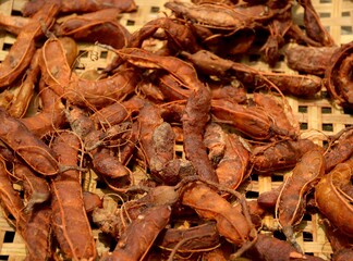 Wall Mural - close up of a bunch of dried tamarind