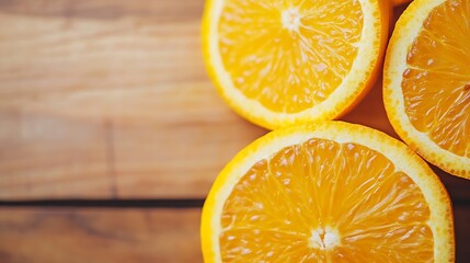 Aufkleber - Fresh Cut Orange Slices on a Wooden Surface Ideal for Healthy Food and Refreshing Drinks : Generative AI