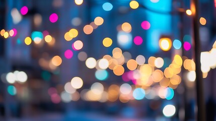 Leinwandbilder - Vibrant and Colorful Bokeh Lights Creating a Festive Atmosphere at Night : Generative AI