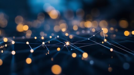 Aufkleber - Abstract glowing lights in a dark background showcasing a network of connections and vibrant bokeh effect : Generative AI
