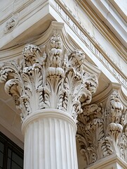 Poster - Ornate architectural columns with intricate carvings and details showcasing classical design : Generative AI