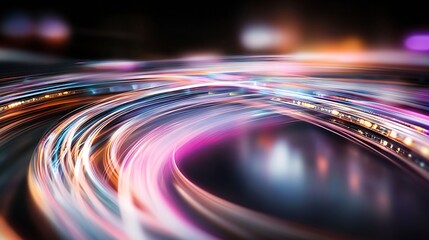 Aufkleber - Abstract Colorful Light Trails Creating a Dynamic Motion Effect : Generative AI