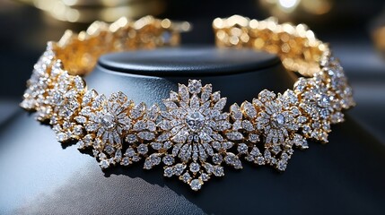 Aufkleber - Stunning diamond and gold necklace displayed elegantly showcasing luxury and craftsmanship : Generative AI