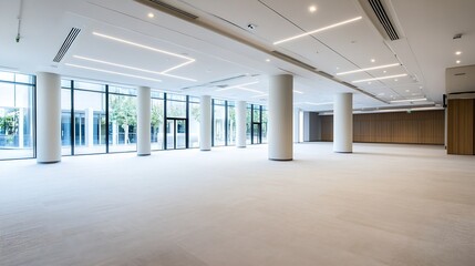 Leinwandbilder - Spacious Modern Empty Gallery Interior with Large Windows and Natural Light : Generative AI