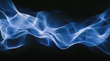 Wall Mural - abstract blue wave flowing on black background.