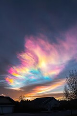 Aufkleber - Vibrant Rainbow Colored Clouds in a Dramatic Sunset Sky : Generative AI