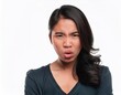 © Aldabra Studio - head shoot portrait of angry asian women isolated on white
