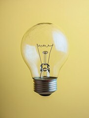 Aufkleber - Classic Light Bulb Floating in Air with Elegant Yellow Background for Innovation Concept : Generative AI