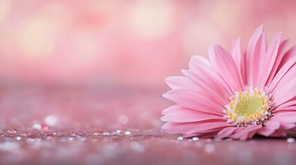 Poster - Beautiful pink daisy flower on shiny background for nature themed projects : Generative AI