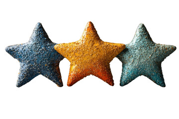 Fototapete - Three vibrant, textured stars showcasing unique colors. Perfect for adding a touch of color and dimension to any creative project or design.