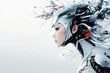 © kristina - A woman with a futuristic head and face, looking ahead with a robotic expression.