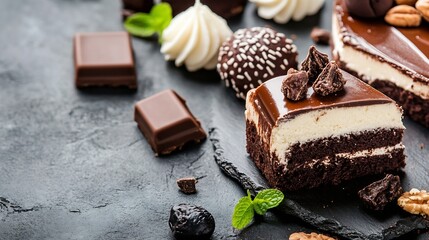 Aufkleber - Decadent Chocolate Cake with Rich Toppings Ideal for Sweet Treat Lovers : Generative AI