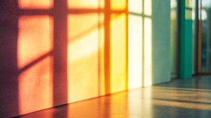 Poster - Colorful abstract wall shadows and light creating a vibrant modern aesthetic indoors : Generative AI