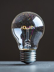 Aufkleber - Stylish Light Bulb Capturing Glitter and Sparkles in a Dramatic Close Up Shot : Generative AI