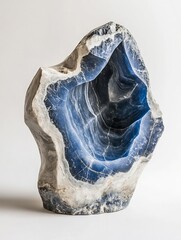 Poster - Beautiful Blue Stone Crystal Displaying Natural Geological Patterns : Generative AI