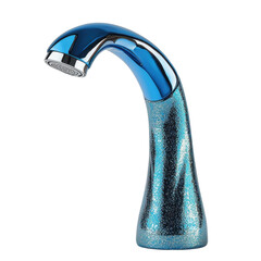 Modern Chrome Faucet with Blue Glittery Base for Stylish Bathrooms