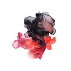 Wall Mural - Abstract Swirling Ink in Black, Coral, and Pink Hues