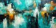 © Manatsavee - Abstract Teal Black White Acrylic Watercolor Night Painting Texture