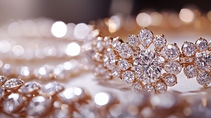 Aufkleber - Close up view of exquisite diamond bracelet highlighting beauty and luxury : Generative AI