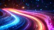 © Pitch Aya - Dynamic Light Trails in a Cosmic Landscape Abstract Art Vibrant Colors Digital Environment