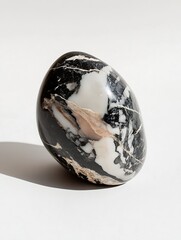 Leinwandbilder - Elegant oval black and white marble stone showcasing unique patterns in natural light for decorative use : Generative AI