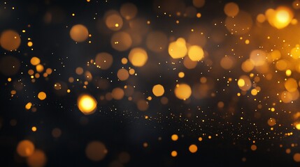 Canvas Print - Abstract golden bokeh lights on dark background.