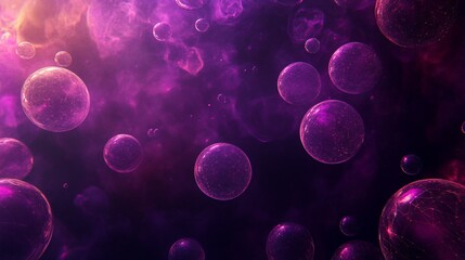 Wall Mural - abstract cosmic background with glowing bubbles and nebula.