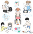 © linden - 社会問題 日常的に家事や家族の世話を行うヤングケアラーのイラストセット