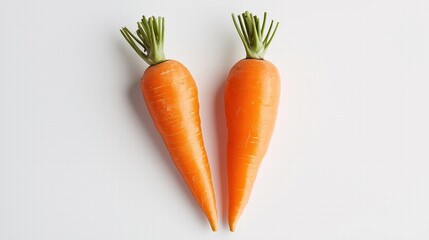 Two Fresh carrots on a white background