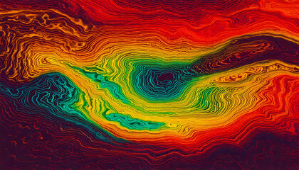 a retro-inspired heatmap featuring coarse grain textures and flowing topographical patterns for a no