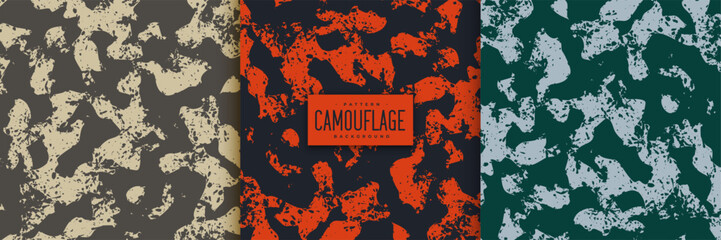 Wall Mural - set of 3 military camo pattern background